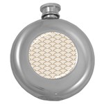 art deco,japanese fan pattern, gold,white,vintage,chic,elegant,beautiful,shell pattern, modern,trendy Round Hip Flask (5 oz) Front