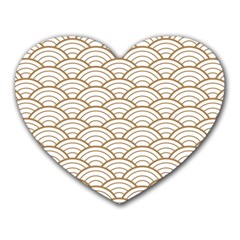 Art Deco,japanese Fan Pattern, Gold,white,vintage,chic,elegant,beautiful,shell Pattern, Modern,trendy Heart Mousepads by NouveauDesign