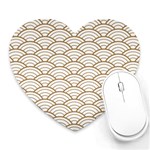 art deco,japanese fan pattern, gold,white,vintage,chic,elegant,beautiful,shell pattern, modern,trendy Heart Mousepads Front