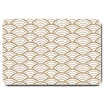 art deco,japanese fan pattern, gold,white,vintage,chic,elegant,beautiful,shell pattern, modern,trendy Large Doormat  30 x20  Door Mat