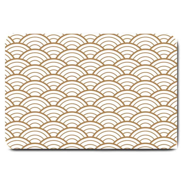 art deco,japanese fan pattern, gold,white,vintage,chic,elegant,beautiful,shell pattern, modern,trendy Large Doormat 