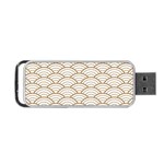 art deco,japanese fan pattern, gold,white,vintage,chic,elegant,beautiful,shell pattern, modern,trendy Portable USB Flash (Two Sides) Front