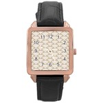 art deco,japanese fan pattern, gold,white,vintage,chic,elegant,beautiful,shell pattern, modern,trendy Rose Gold Leather Watch  Front