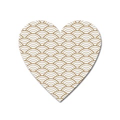 Art Deco,japanese Fan Pattern, Gold,white,vintage,chic,elegant,beautiful,shell Pattern, Modern,trendy Heart Magnet by NouveauDesign