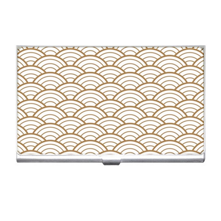 art deco,japanese fan pattern, gold,white,vintage,chic,elegant,beautiful,shell pattern, modern,trendy Business Card Holders