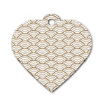 art deco,japanese fan pattern, gold,white,vintage,chic,elegant,beautiful,shell pattern, modern,trendy Dog Tag Heart (One Side) Front