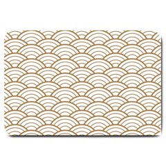 Art Deco,japanese Fan Pattern, Gold,white,vintage,chic,elegant,beautiful,shell Pattern, Modern,trendy Large Doormat  by NouveauDesign