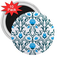 Art Nouveau, Art Deco, Floral,vintage,blue,green,white,beautiful,elegant,chic,modern,trendy,belle Époque 3  Magnets (10 Pack)  by NouveauDesign