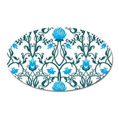 Art Nouveau, Art Deco, Floral,vintage,blue,green,white,beautiful,elegant,chic,modern,trendy,belle Époque Oval Magnet by NouveauDesign