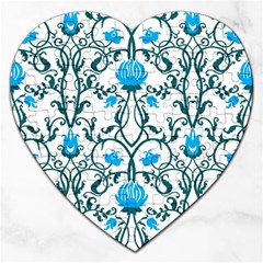 Art Nouveau, Art Deco, Floral,vintage,blue,green,white,beautiful,elegant,chic,modern,trendy,belle Époque Jigsaw Puzzle (heart) by NouveauDesign