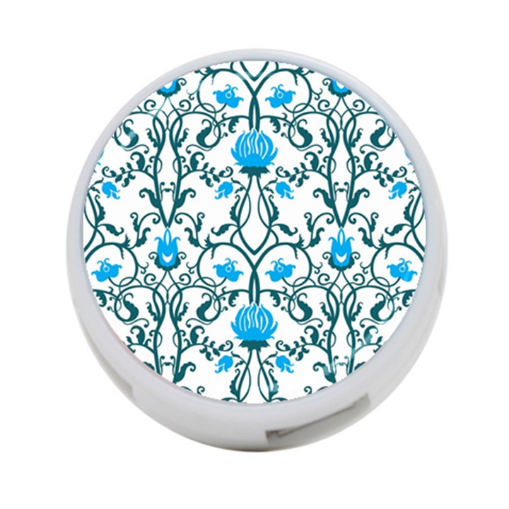 Art nouveau, art deco, floral,vintage,blue,green,white,beautiful,elegant,chic,modern,trendy,belle époque 4-Port USB Hub (Two Sides) 