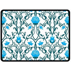 Art Nouveau, Art Deco, Floral,vintage,blue,green,white,beautiful,elegant,chic,modern,trendy,belle Époque Double Sided Fleece Blanket (large)  by NouveauDesign