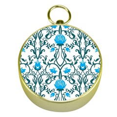 Art Nouveau, Art Deco, Floral,vintage,blue,green,white,beautiful,elegant,chic,modern,trendy,belle Époque Gold Compasses by NouveauDesign