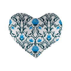 Art Nouveau, Art Deco, Floral,vintage,blue,green,white,beautiful,elegant,chic,modern,trendy,belle Époque Standard 16  Premium Flano Heart Shape Cushions by NouveauDesign