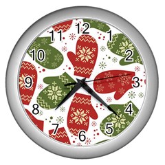 Winter Snow Mittens Wall Clocks (silver) 