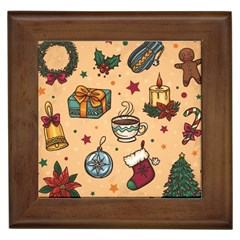 Cute Vintage Christmas Pattern Framed Tiles by allthingseveryone