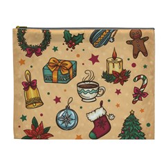 Cute Vintage Christmas Pattern Cosmetic Bag (xl) by allthingseveryone