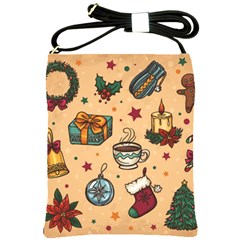 Cute Vintage Christmas Pattern Shoulder Sling Bags by allthingseveryone