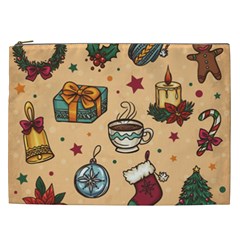 Cute Vintage Christmas Pattern Cosmetic Bag (xxl)  by allthingseveryone