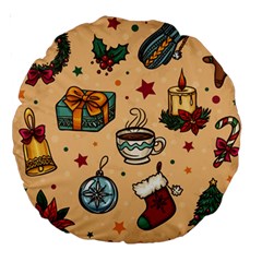 Cute Vintage Christmas Pattern Large 18  Premium Round Cushions by allthingseveryone