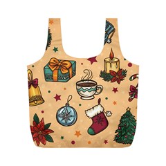 Cute Vintage Christmas Pattern Full Print Recycle Bags (m)  by allthingseveryone