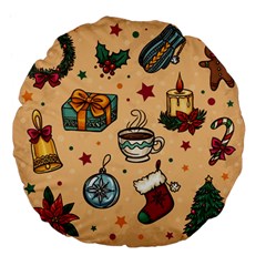 Cute Vintage Christmas Pattern Large 18  Premium Flano Round Cushions by allthingseveryone