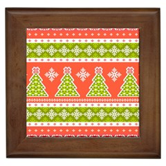 Christmas Tree Ugly Sweater Pattern Framed Tiles by allthingseveryone