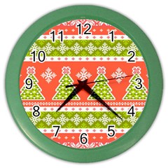 Christmas Tree Ugly Sweater Pattern Color Wall Clocks by allthingseveryone