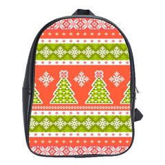 Christmas Tree Ugly Sweater Pattern School Bag (large) by allthingseveryone