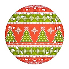 Christmas Tree Ugly Sweater Pattern Round Filigree Ornament (two Sides) by allthingseveryone