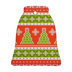 Christmas Tree Ugly Sweater Pattern Bell Ornament (two Sides) by allthingseveryone