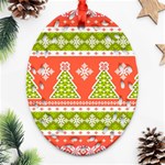 Christmas Tree Ugly Sweater Pattern Ornament (Oval Filigree) Front