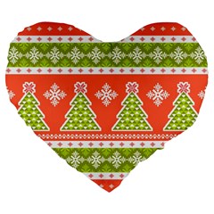 Christmas Tree Ugly Sweater Pattern Large 19  Premium Flano Heart Shape Cushions by allthingseveryone