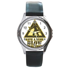 Save A Fuse Blow An Electrician Round Metal Watch