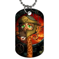 Funny Giraffe With Helmet Dog Tag (two Sides) by FantasyWorld7