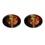 Funny Giraffe With Helmet Cufflinks (Oval) Front(Pair)