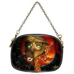 Funny Giraffe With Helmet Chain Purses (one Side)  by FantasyWorld7