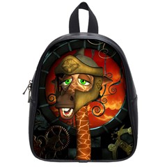 Funny Giraffe With Helmet School Bag (small) by FantasyWorld7