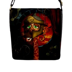 Funny Giraffe With Helmet Flap Messenger Bag (l)  by FantasyWorld7