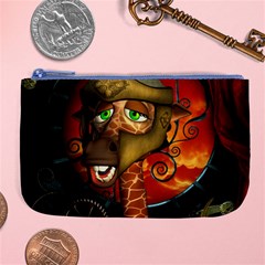 Funny Giraffe With Helmet Large Coin Purse by FantasyWorld7