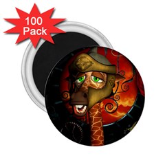 Funny Giraffe With Helmet 2 25  Magnets (100 Pack)  by FantasyWorld7