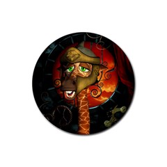 Funny Giraffe With Helmet Rubber Round Coaster (4 Pack)  by FantasyWorld7