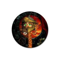 Funny Giraffe With Helmet Magnet 3  (round) by FantasyWorld7