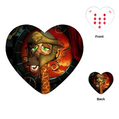 Funny Giraffe With Helmet Playing Cards (heart)  by FantasyWorld7