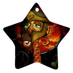 Funny Giraffe With Helmet Star Ornament (two Sides) by FantasyWorld7