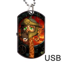 Funny Giraffe With Helmet Dog Tag Usb Flash (one Side) by FantasyWorld7