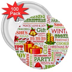 The Joys Of Christmas 3  Buttons (100 Pack)  by allthingseveryone