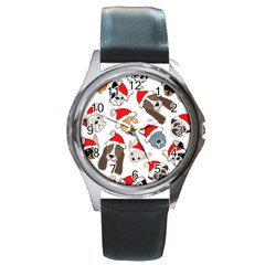 Christmas Puppies Round Metal Watch by allthingseveryone