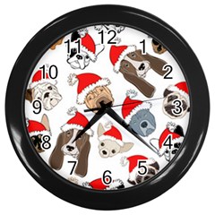 Christmas Puppies Wall Clocks (black) by allthingseveryone