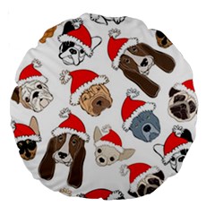 Christmas Puppies Large 18  Premium Round Cushions by allthingseveryone